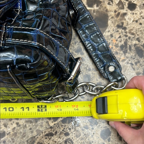 MCM Midnight Blue Crocodile Embossed Satchel - Picture 13 of 14